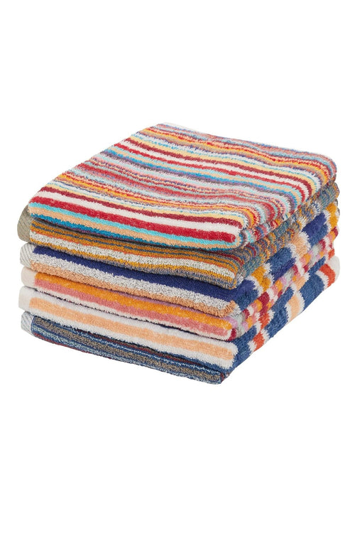 OLIVIA ROCCO Towels Set Of 6 100% Recycled Cotton Quick Dry Absorbent Striped Assorted