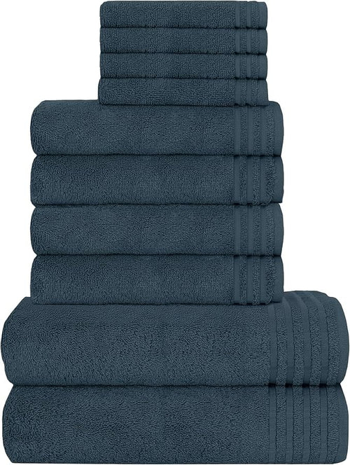 OLIVIA ROCCO Monaco 10 Piece Luxury Egyptian Cotton Towel Set 500 GSM With 4 Face Towels