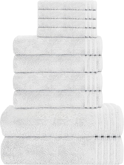OLIVIA ROCCO Monaco 10 Piece Luxury Egyptian Cotton Towel Set 500 GSM With 4 Face Towels