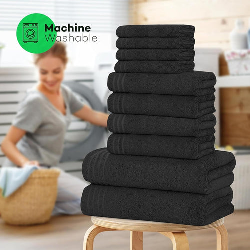 OLIVIA ROCCO Monaco 10 Piece Luxury Egyptian Cotton Towel Set 500 GSM With 4 Face Towels