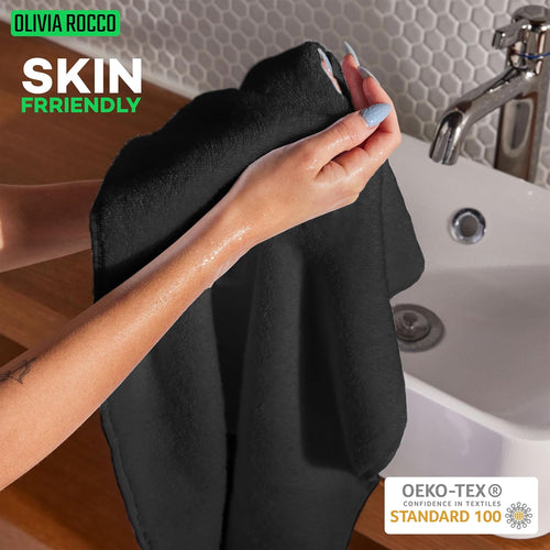 OLIVIA ROCCO Monaco 10 Piece Luxury Egyptian Cotton Towel Set 500 GSM With 4 Face Towels