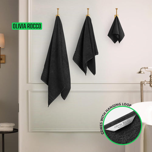 OLIVIA ROCCO Monaco 10 Piece Luxury Egyptian Cotton Towel Set 500 GSM With 4 Face Towels
