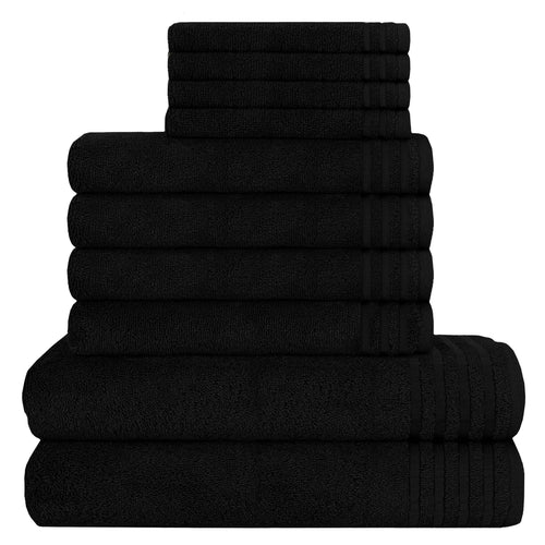 OLIVIA ROCCO Monaco 10 Piece Luxury Egyptian Cotton Towel Set 500 GSM With 4 Face Towels