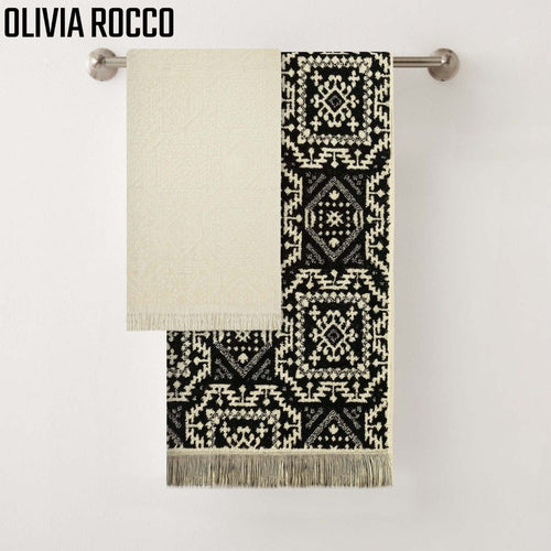 OLIVIA ROCCO 4 Piece Moroccan Towel Set 100% Cotton 500GSM High Absorbency Bath Towels