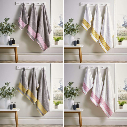 OLIVIA ROCCO Inca Diamond Jacquard 600GSM Cotton Towels Bath Sheets And Bath Towels Set