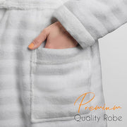 OLIVIA ROCCO Hydro Ribbed Ultra Soft 100% Cotton Hooded Bath Robe With Pockets And Belt
