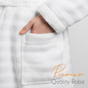 OLIVIA ROCCO Hydro Ribbed Ultra Soft 100% Cotton Hooded Bath Robe With Pockets And Belt