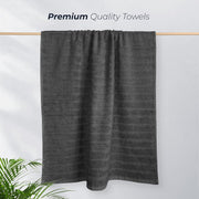 OLIVIA ROCCO Hydro Cotton Ribbed Towels Jumbo Bath Sheets 2 Pack Charcoal Highly