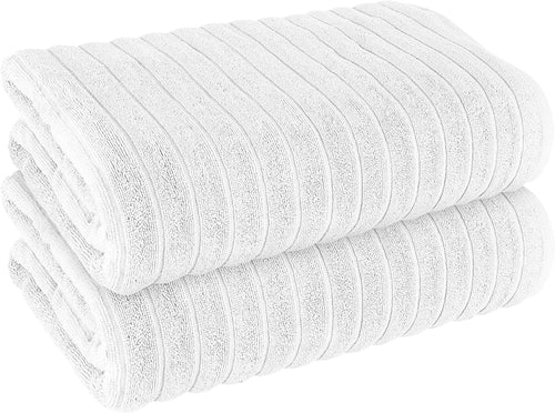OLIVIA ROCCO Hydro Cotton Ribbed Towels Jumbo Bath Sheets 2 Pack Charcoal Highly