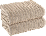 OLIVIA ROCCO Hydro Cotton Ribbed Towels Jumbo Bath Sheets 2 Pack Charcoal Highly