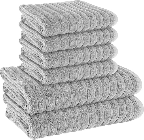 OLIVIA ROCCO Hydro Cotton Ribbed Towels Jumbo Bath Sheets 2 Pack Charcoal Highly