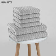 OLIVIA ROCCO Hydro Cotton Ribbed Towels Jumbo Bath Sheets 2 Pack Charcoal Highly