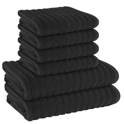 OLIVIA ROCCO Hydro Cotton Ribbed Towels Jumbo Bath Sheets 2 Pack Charcoal Highly
