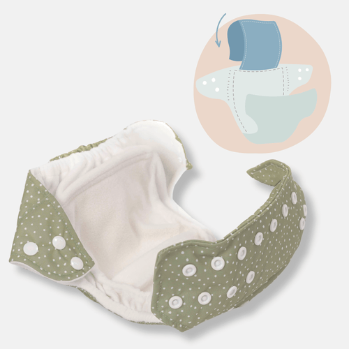 One Size All-In-One Reusable Cloth Nappy - Dottie - Sage