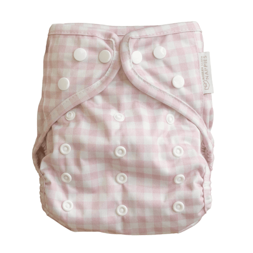 One Size Reusable Cloth Nappy Wrap - Rose Gingham