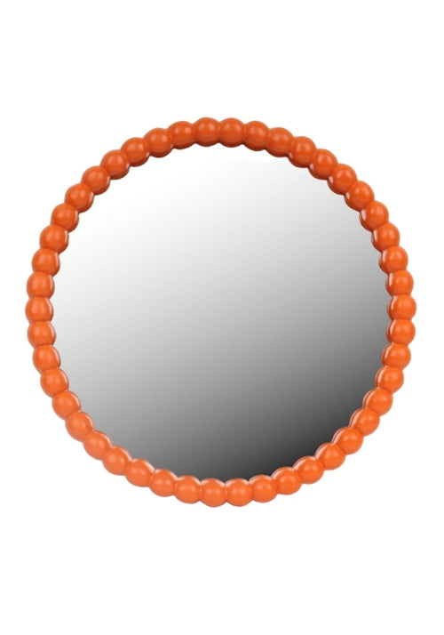 Orange Ball Wall Mirror Sculptural Framing, Pure Joy