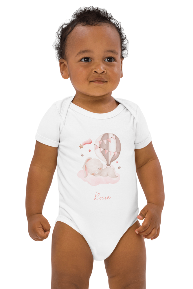 Personalised Name Bunny Hot Air Baloon Bodysuit