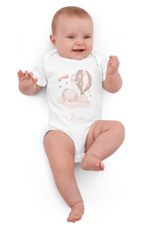 Personalised Name Bunny Hot Air Baloon Bodysuit
