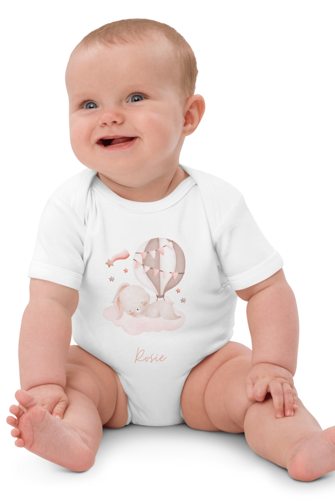 Personalised Name Bunny Hot Air Baloon Bodysuit
