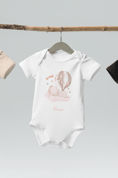Personalised Name Bunny Hot Air Baloon Bodysuit