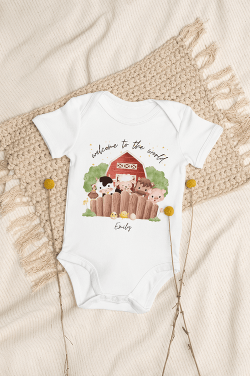 Welcome to the World Farm Animals (Personalised Name Bodysuit)