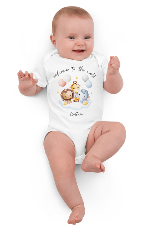 Welcome to the World Safari Balloons (Personalised Name Bodysuit)