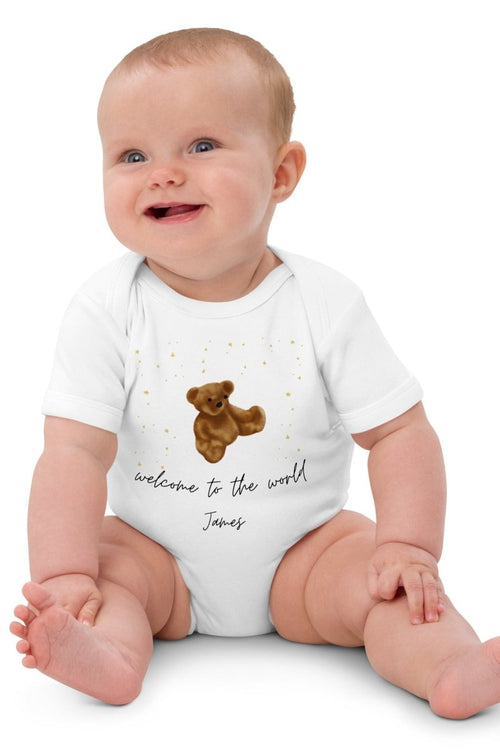 Welcome to the World (Personalised Name Bear Bodysuit)