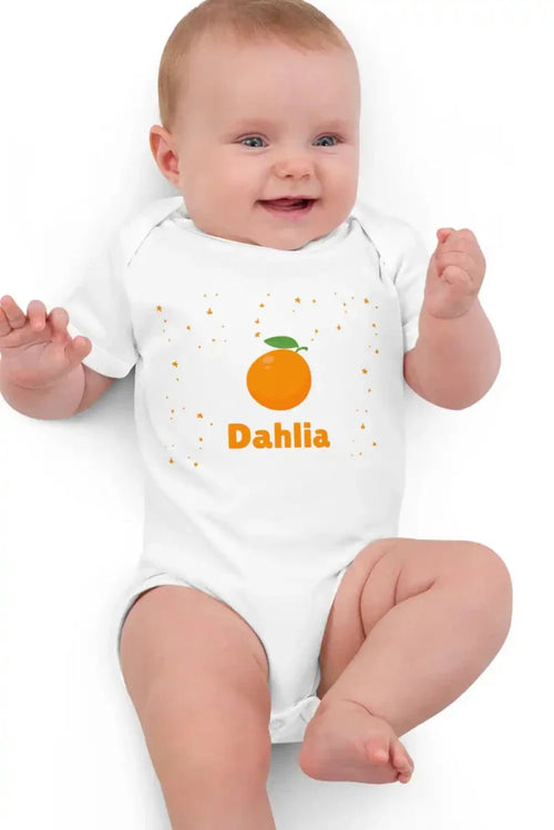 Orange Personalised Bodysuit in White