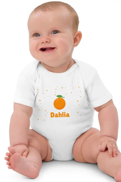 Orange Personalised Bodysuit in White