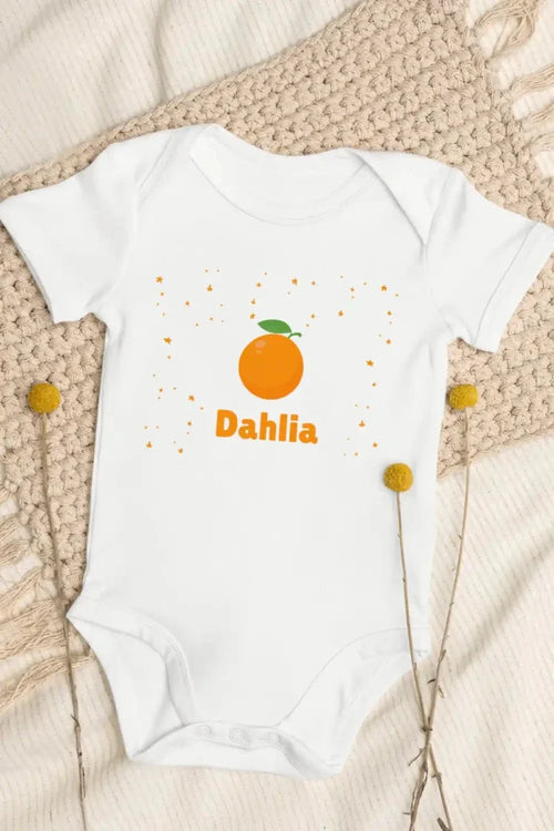 Orange Personalised Bodysuit in White