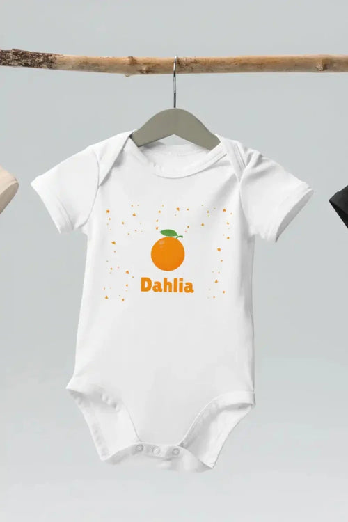 Orange Personalised Bodysuit in White