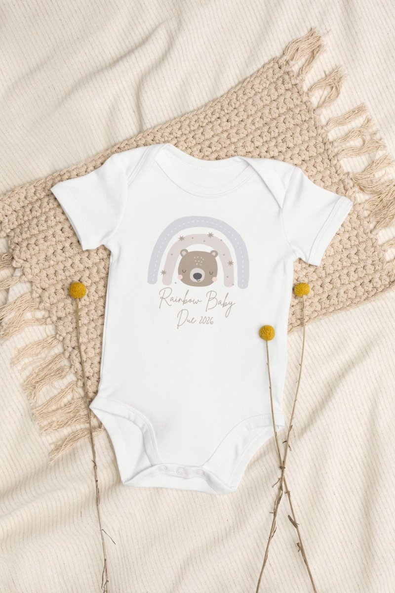 Neutral Bear Rainbow Baby Due Bodysuit