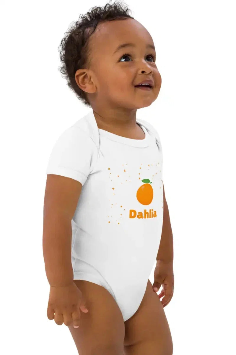 Orange Personalised Bodysuit in White