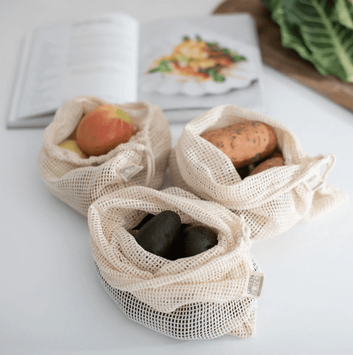 Organic Eco Reusable Mesh Bags For Produce, Veg & Fruit - 3 Pack