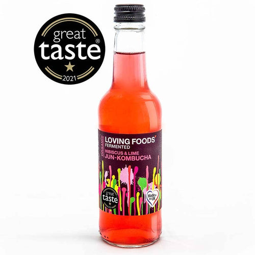 Organic Jun Kombucha Hibiscus + Lime – Unpasteurised Honey Fermented Drink 330ml