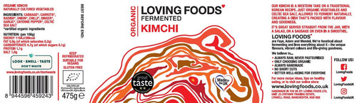 Organic Kimchi – Raw Unpasteurised Fermented Vegetables 475g Vegan
