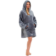 Daisy Dreamer Oversized Hooded Blanket Sweatshirt Plush Sherpa Grey Pink Giant Hoodie