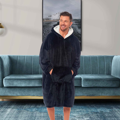 Daisy Dreamer Oversized Mens Hooded Blanket Sweatshirt With Sherpa Lining Cotton Rich Super Soft Everyday