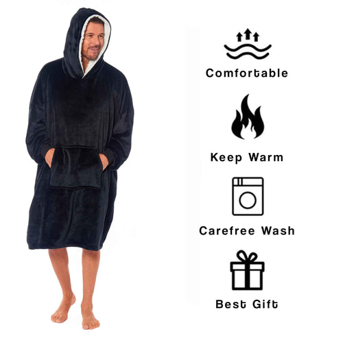 Daisy Dreamer Oversized Mens Hooded Blanket Sweatshirt With Sherpa Lining Cotton Rich Super Soft Everyday