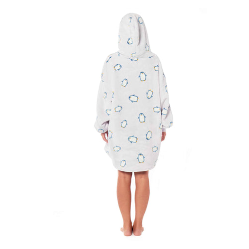 Daisy Dreamer Penguin Hooded Blanket Oversized Sherpa Fur Lining Ultra Soft Plush Flannel