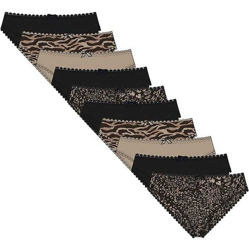 Daisy Dreamer Women's 10 Pack Animal Print Briefs Zebra Leopard Cotton Low Rise Knickers