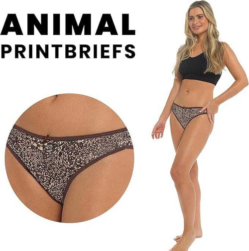 Daisy Dreamer Women's 10 Pack Animal Print Briefs Zebra Leopard Cotton Low Rise Knickers