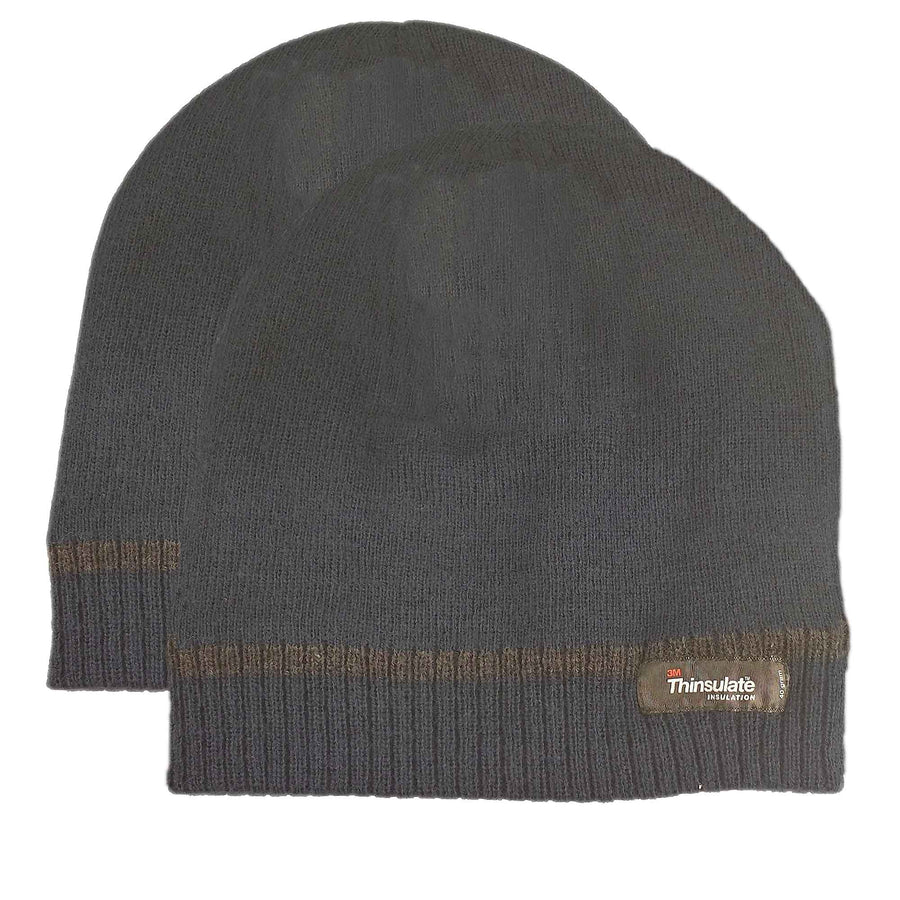 Sock Stack Pack Of 2 Striped Fleece Beanie Hats With 3M Thinsulate Insulation Quick Dry