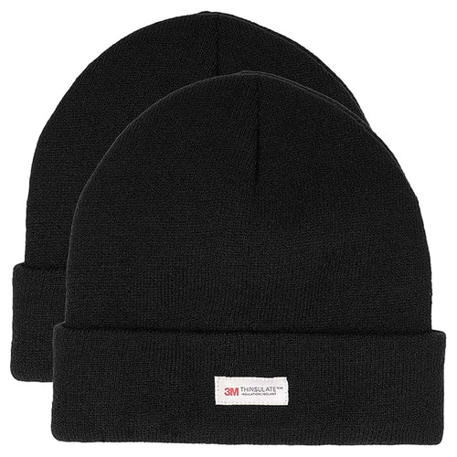 Sock Stack Men's Winter Ski Beanies Pack Of 2 With 3M Thinsulate Thermal Lining Brushed Base Layer Warmth
