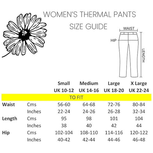 Daisy Dreamer Womens Thermal Pants 2 Pack Cotton Rich Insulating Yarn Ribbed Comfort Fit