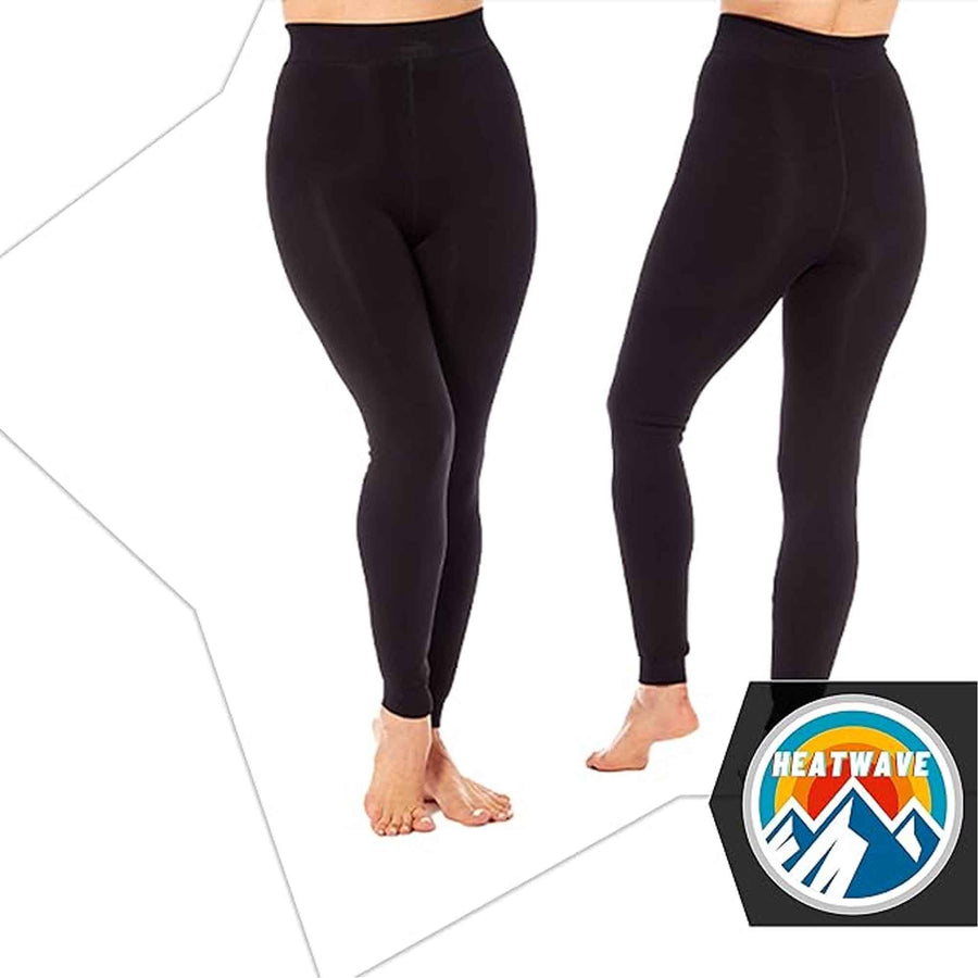 Heatwave Thermalwear Pack Of 2 Womens Ultra Thermal Brushed Black Leggings 140 Denier