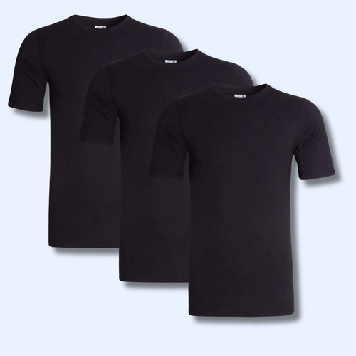Sock Stack Men's Plain T-Shirts Pack Of 3 Short Sleeve Soft Breathable Cotton Blend
