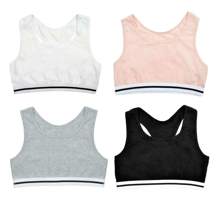 Daisy Dreamer Pack Of 4 Girls Racer Back Seamless Sports Bralettes Crop Top Training Bras