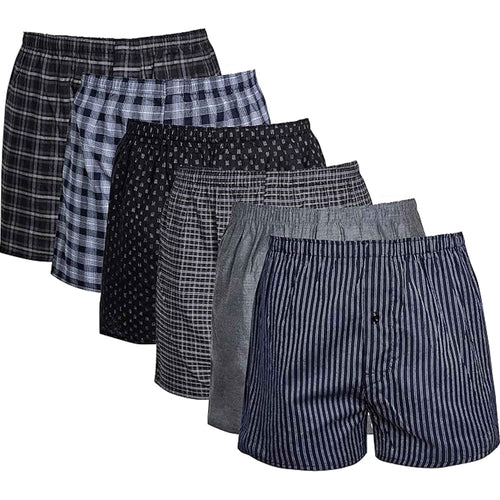 Sock Stack Pack Of 6 Boys Loose Fit Woven Boxer Shorts Cotton Mix Breathable Cotton Rich Stretch Comfort Fit