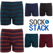Sock Stack Men's Jersey Boxer Shorts Pack Of 6 Classic Fit Underwear Stretch Comfort